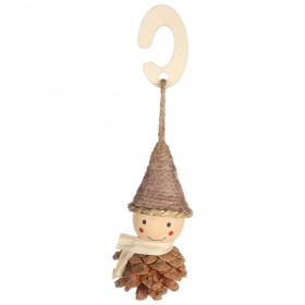 Висяща играчка за гризачи Flamingo TOY VADIM BEIGE & BROWN направена от естествени материали като шишарка, дърво, коноп и трева